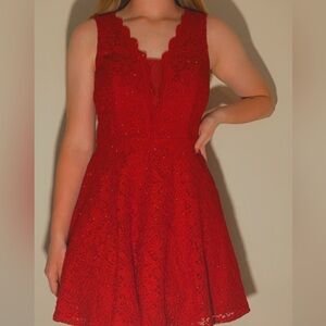 Dark Red Floral Homecoming Dress | Size 9